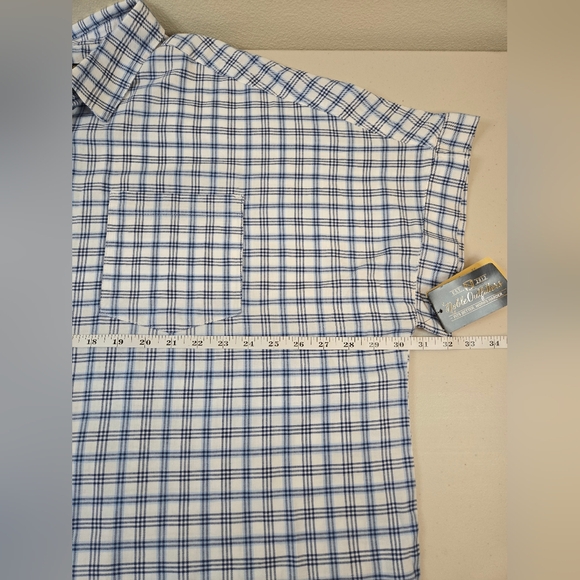 NWT Noble Outfitters Button Front Short Sleeve Shirt Blue Plaid 3X - Picture 15 of 16